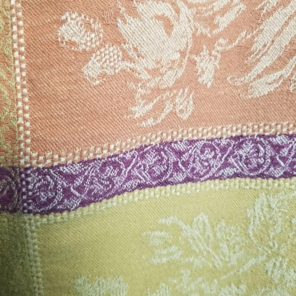 Pumpkin Grid Jacquard Red Gold Cotton Autumn Tablecloth 85L x 54W